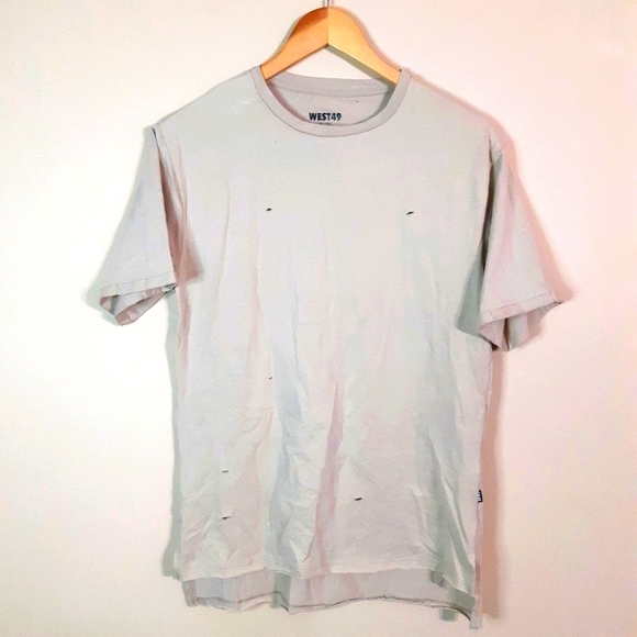 West 49 | 100%cotton distressed slash look tan tee - Picture 1 of 6